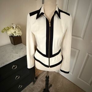 Calvin Klein Black and Cream Women's Blazer